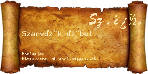 Szarvák Ábel névjegykártya